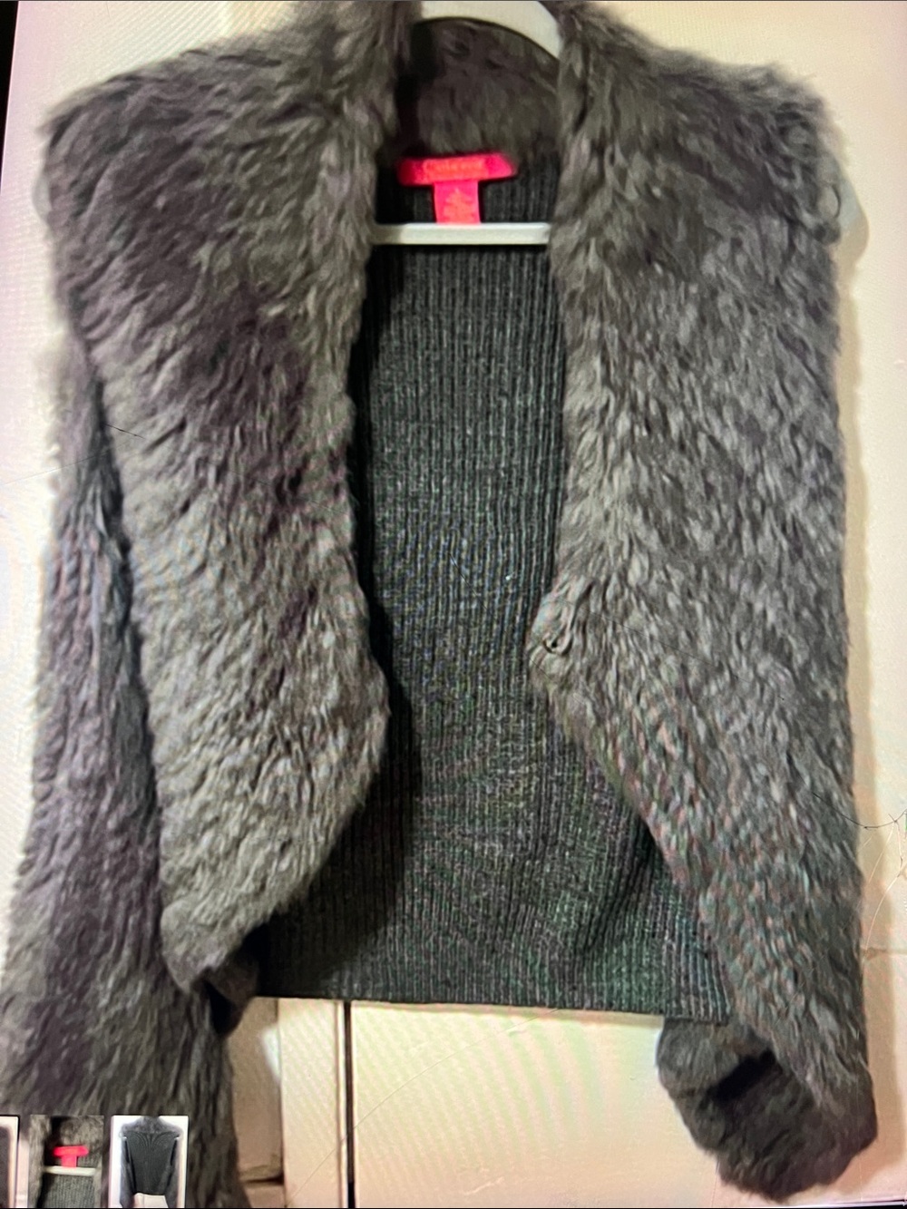 Catherine Malandrino Gray Faux Fur Trim Jacket